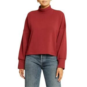 Amour Vert Mulberry Red Aubin Fleece Mock Neck Sweater